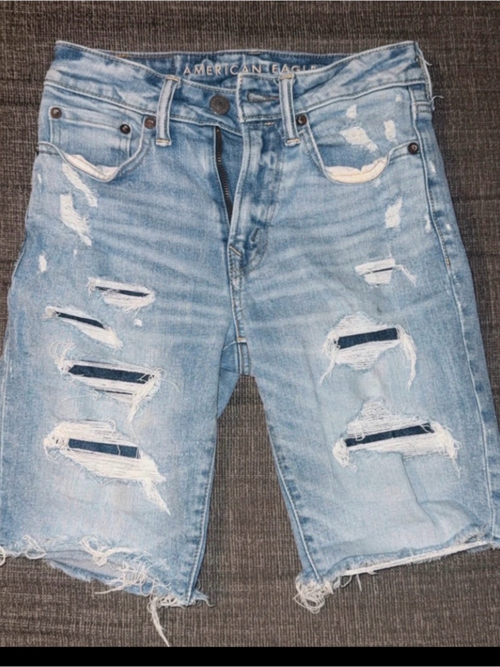 American Eagle Outfitters Light Blue Ripped Denim Men’s Shorts
